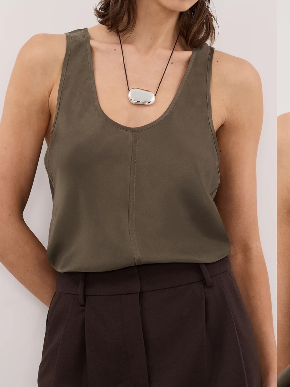 DISSH Colette Olive Silk Cami Top - Picture 2 of 7